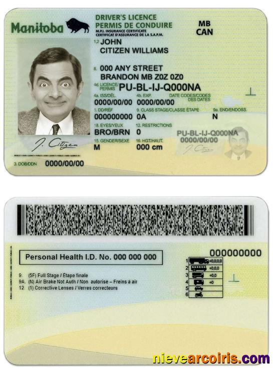 Canada Manitoba province driving license